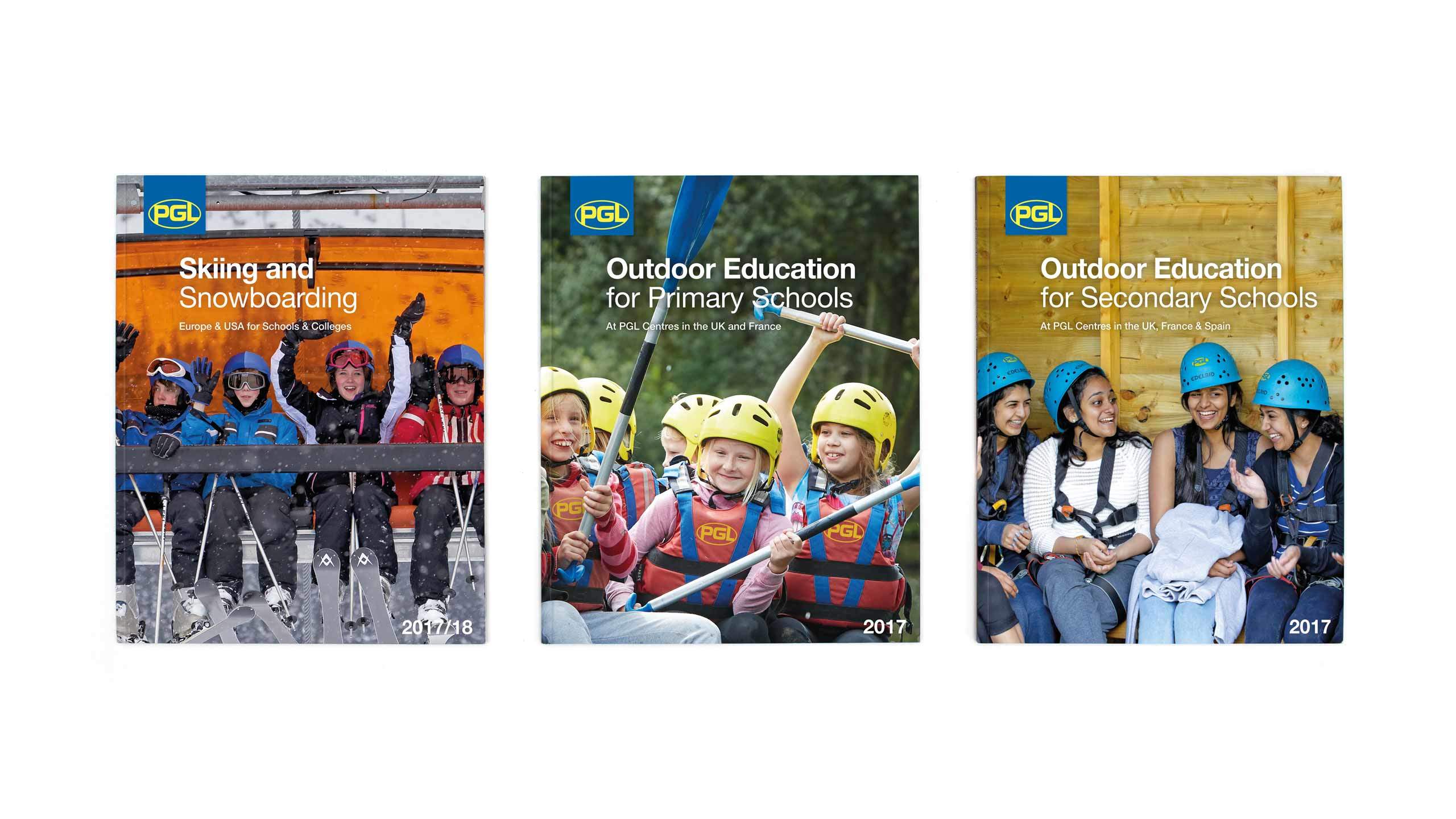 school adventure brochure design front covers pgl travel