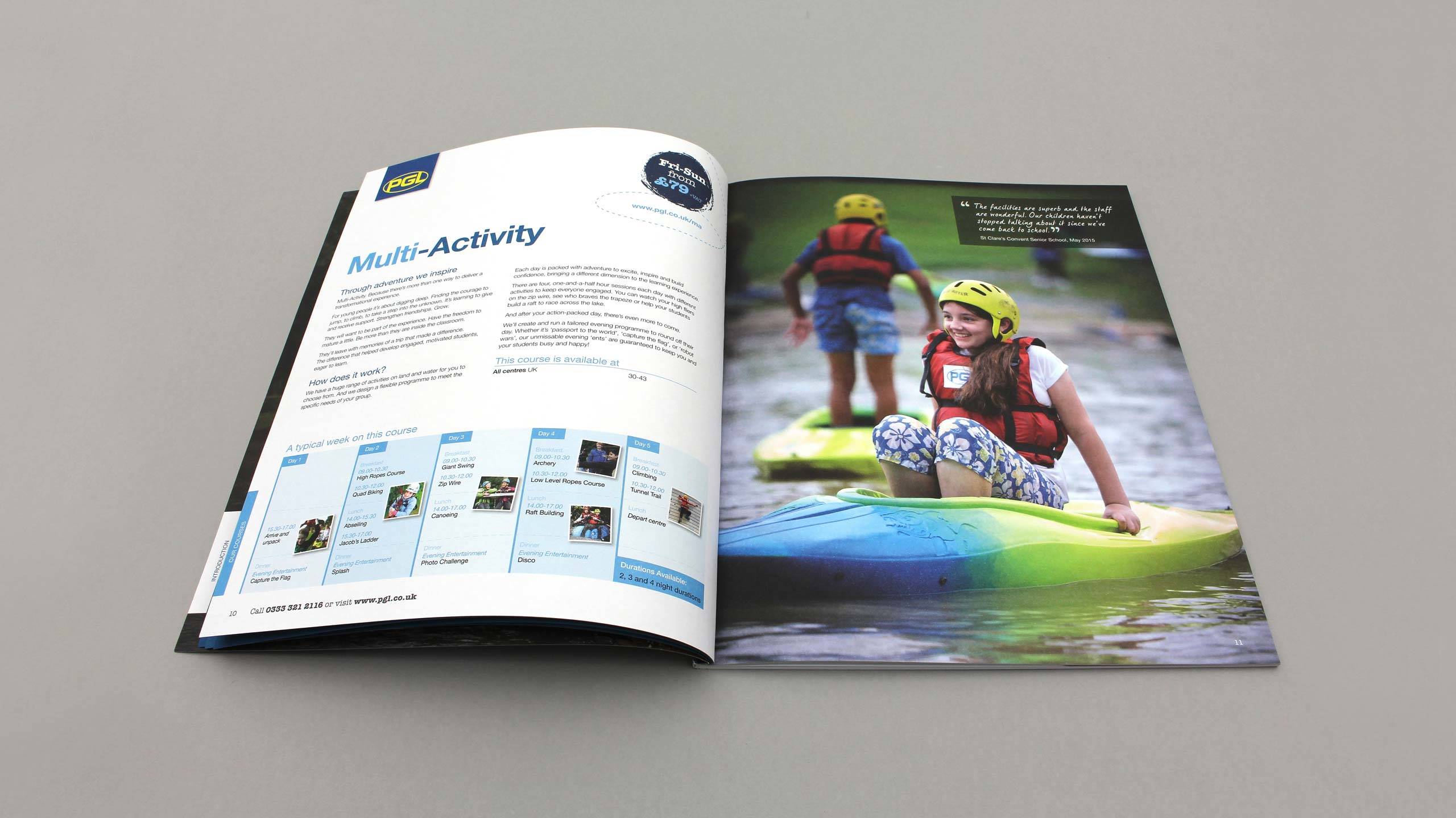 school adventure brochure design multi activity pages pgl travel
